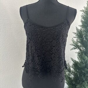 Ambiance Apparel Crop Top Tank Size‎ Large Black Lace Adjustable Straps